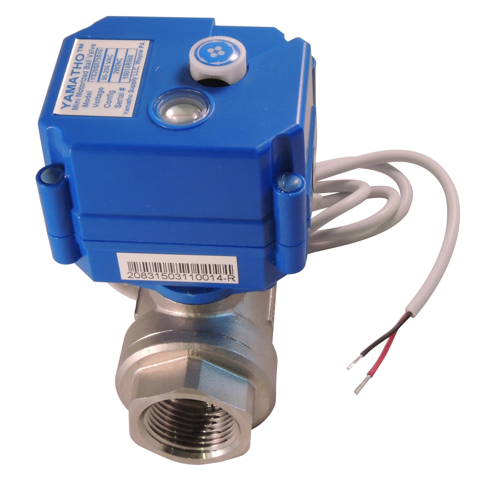 Electric motorized water control valve YS20S, 2 wires actuator 95-250 VAC  Normally Closed